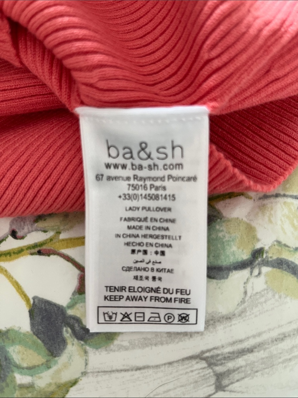 ba&sh Coral-Pink Button-Front V-Neck Ribbed Cardigan - Picture 2 of 5